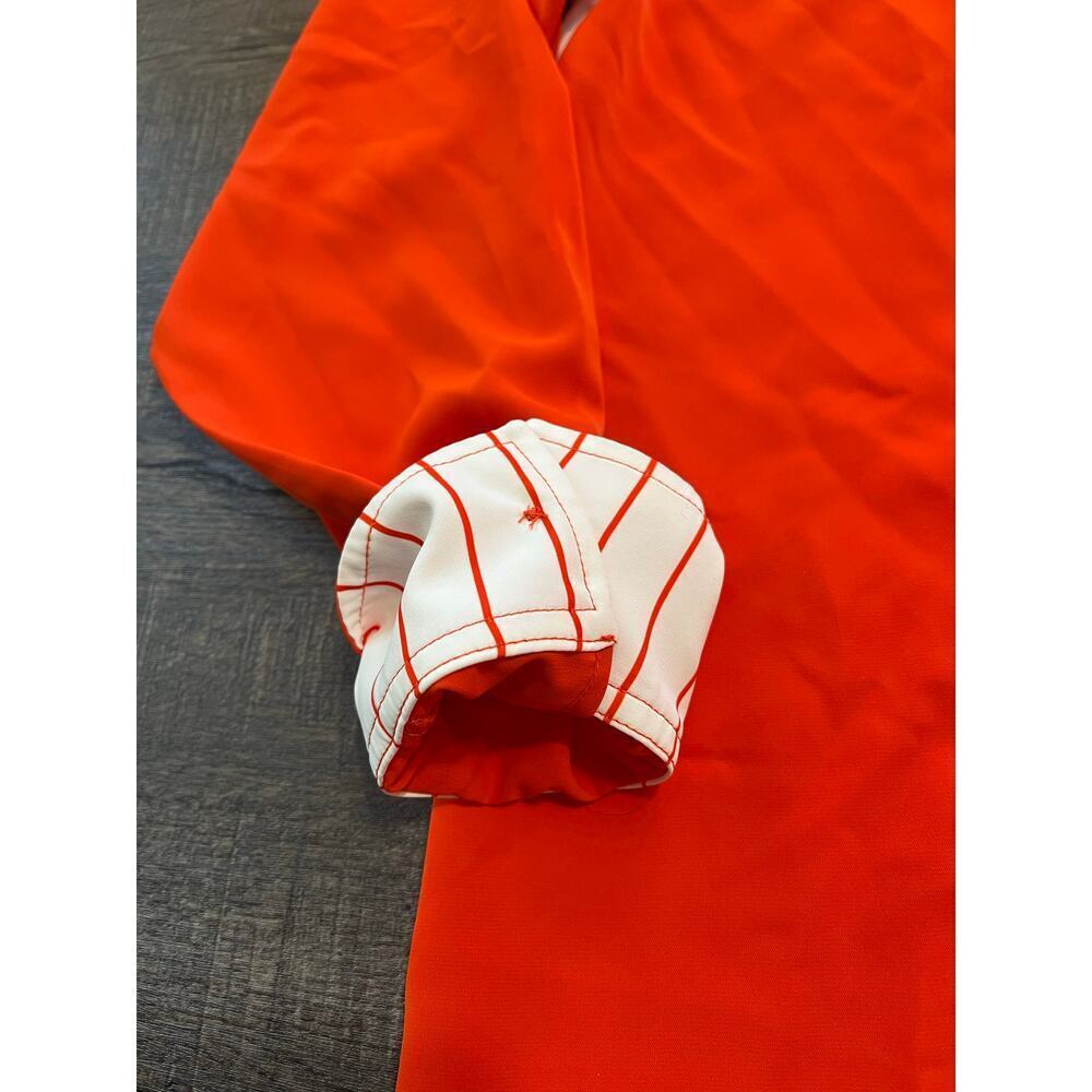 Peace Love World Women's Relaxed Woven Button Up Shirt, Orange, Size XXS - Picture 6 of 11